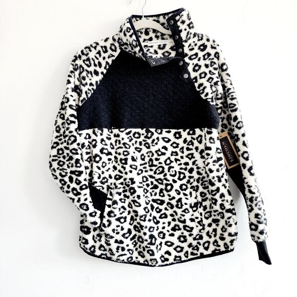 Lincoln Outfitters Gray & White Leopard Print Fleece Pullover Size Small - Picture 5 of 7